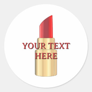 Rode lippenstift Tekening Kunst Aangepaste tekst Ronde Sticker