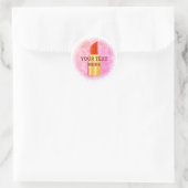 Rode lippenstift tekenkunst aangepaste tekst aquar ronde sticker (Tas)