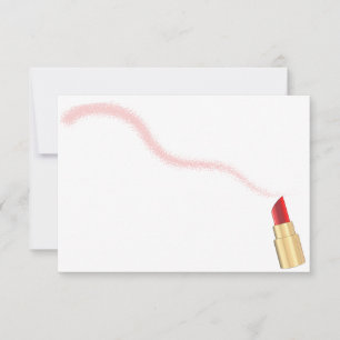 Rode lippenstift tekenkunst blanco notitiekaartje