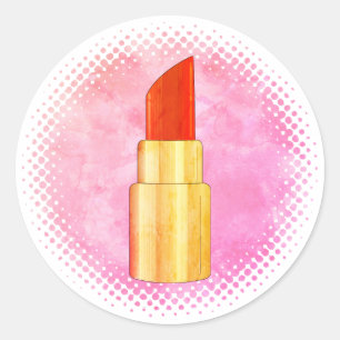 Rode lippenstift tekenkunst vintage stijl afdruk r ronde sticker