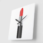Rode lippenstift. vierkante klok (Hoek)