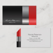 Rode lippenstiftmake-up visitekaartje (Voorkant / Achterkant)