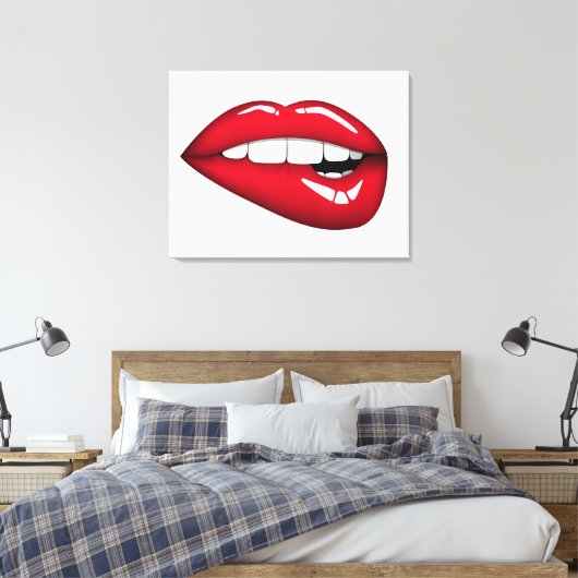 Rode Lips 2 Canvas Afdruk (Insitu (Slaapkamer))