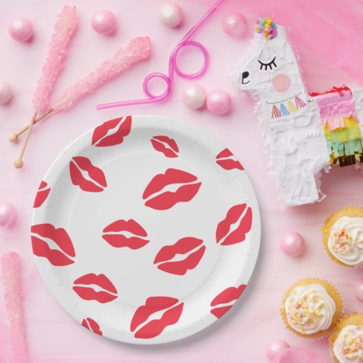 Rode lips Afdrukpapier Bord (Feest)