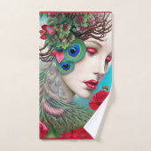 Rode lips en Rozen Peacock Abstract Bad Handdoek (Handdoek)