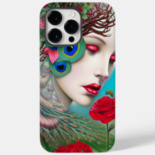Rode lips en Rozen Peacock Abstract Case-Mate iPhone 14 Pro Max Hoesje