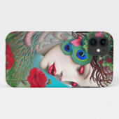 Rode lips en Rozen Peacock Abstract Case-Mate iPhone Case (Achterkant (horizontaal))