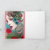 Rode lips en Rozen Peacock Abstract Kaart (Binnen)