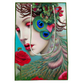 Rode lips en Rozen Peacock Abstract Medium Cadeauzakje (Achterkant)