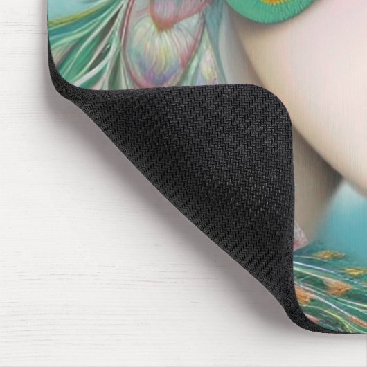 Rode lips en Rozen Peacock Abstract Muismat (Hoek)