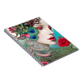 Rode lips en Rozen Peacock Abstract Notitieboek (Rechterzijde)