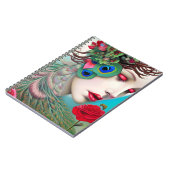 Rode lips en Rozen Peacock Abstract Notitieboek (Linkerzijde)