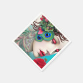 Rode lips en Rozen Peacock Abstract Servet (Hoek)