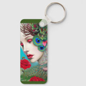 Rode lips en Rozen Peacock Abstract Sleutelhanger (Achterkant)