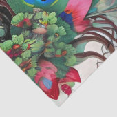 Rode lips en Rozen Peacock Abstract Tissuepapier (Detail)