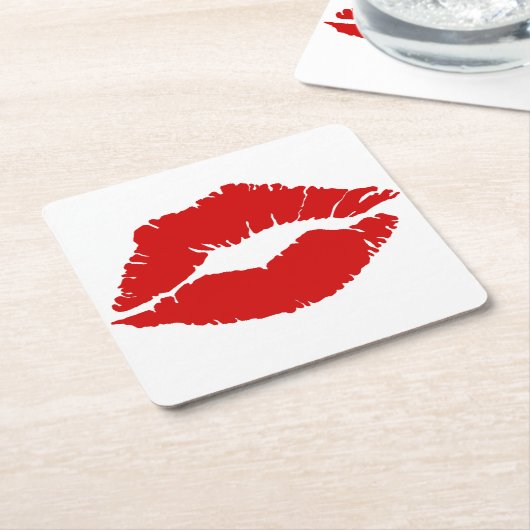 "Rode lips" Kartonnen Onderzetters (Schuin)