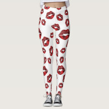 Rode Lips Kiss Patroonpatronen Leggings