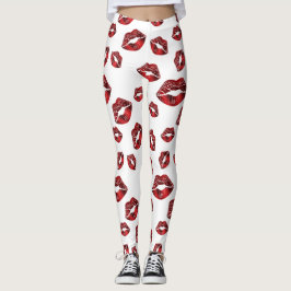 Rode Lips Kiss Patroonpatronen Leggings