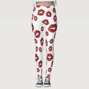 Rode Lips Kiss Patroonpatronen Leggings