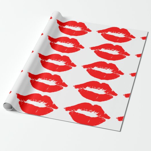 RODE LIPS KISS WRAPPING PAPIER (Uitgerold)