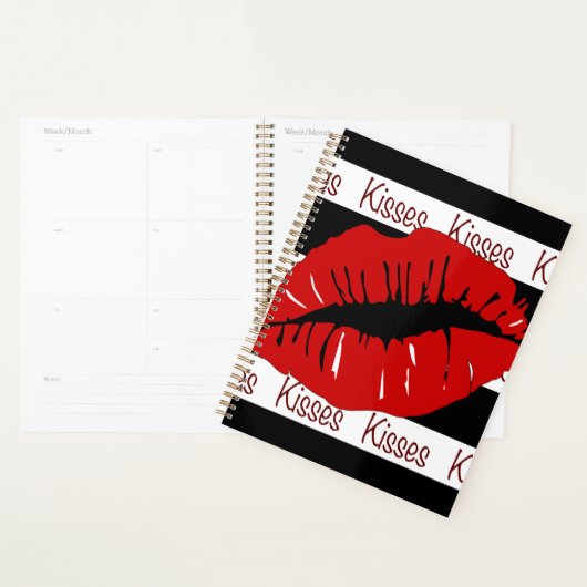 Rode Lips Kisses Striped Day Planner Agenda (Display)