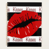 Rode Lips Kisses Striped Day Planner Agenda (Voorkant)