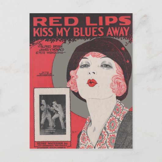 RODE LIPS KRIJGT MIJN BLAUW WEG BRIEFKAART (Voorkant)
