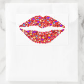 Rode lips Kus met mousserende Pareltjes Hart recht Rechthoekige Sticker (Tas)