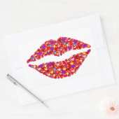 Rode lips Kus met mousserende Pareltjes Hart recht Rechthoekige Sticker (Envelop)