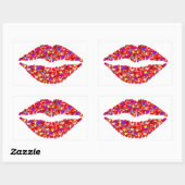 Rode lips Kus met mousserende Pareltjes Hart recht Rechthoekige Sticker (Vel)