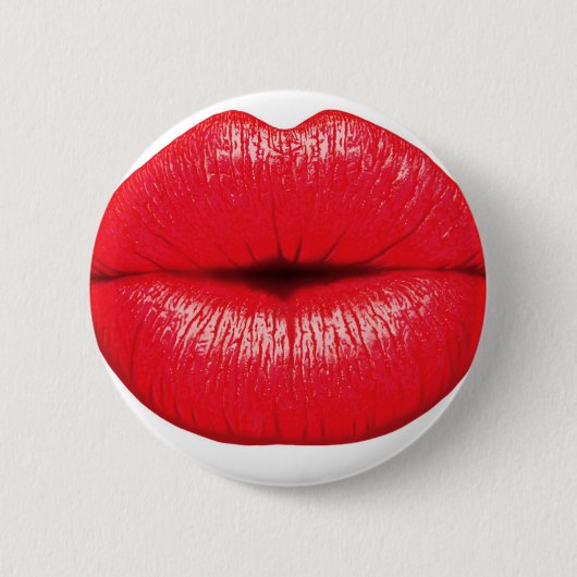 Rode lips lippenstift pop kunst kus ronde button 5,7 cm (Voorkant)