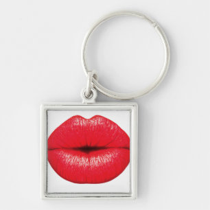 Rode lips lippenstift pop kunst kus sleutelhanger