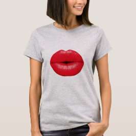 Rode lips lippenstift pop kunst kus t-shirt