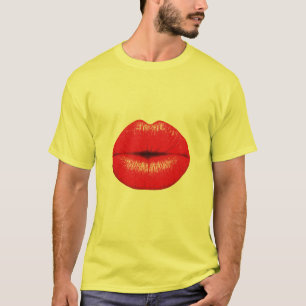 Rode lips lippenstift pop kunst kus t-shirt