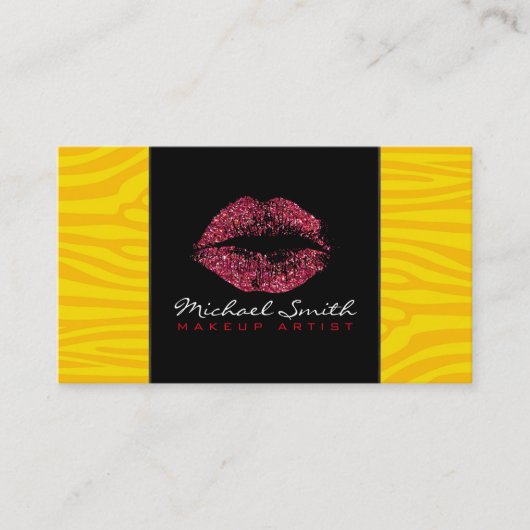 Rode lips Makeup Artis Moderne Zebra Huid #14 Visitekaartje (Voorkant)