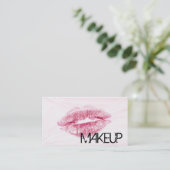 Rode Lips met roze Marmer achtergrond Visitekaartje (Staand voorkant)