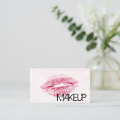 Rode Lips met roze Marmer achtergrond Visitekaartje (Staand voorkant)