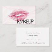 Rode Lips met roze Marmer achtergrond Visitekaartje (Voorkant / Achterkant)
