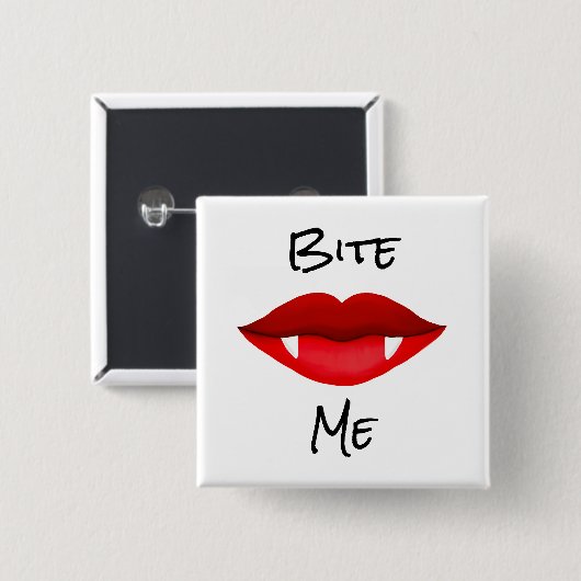 Rode lips met Vampier Fangs Button (Voorkant /achterkant)