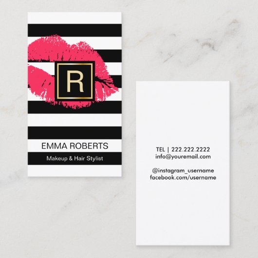 Rode lips met zachte strips voor toppen en haartop visitekaartje (Voorkant / Achterkant)