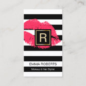 Rode lips met zachte strips voor toppen en haartop visitekaartje (Voorkant)