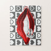 Rode lips Puzzle Ring - Harten Legpuzzel (Verticaal)