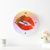 Rode Lips rondom (grote) wandklok (Huis)