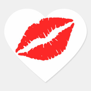 Rode lips, vinylsticker met aangepaste snede hart sticker
