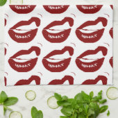 Rode Lips wat grit tanden Theedoek (Gevouwen)