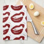 Rode Lips wat grit tanden Theedoek (Quarter Fold)