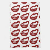 Rode Lips wat grit tanden Theedoek (Verticaal)