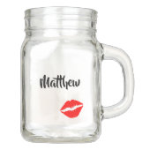 Rode lipstick afdrukken mason jar (Voorkant)