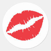 Rode lipstick afdrukken ronde sticker (Voorkant)