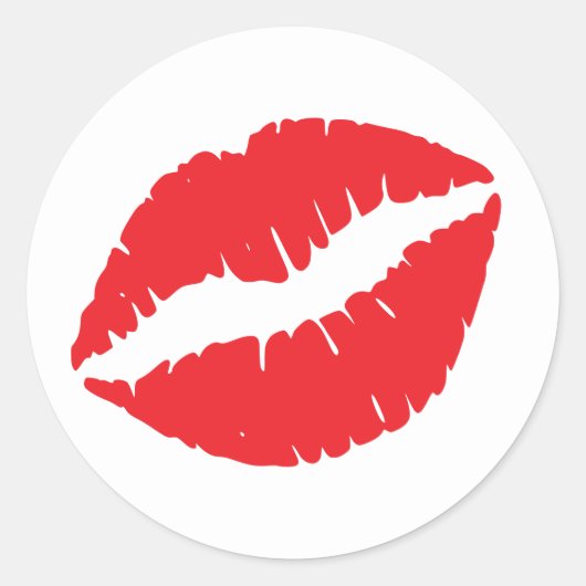 Rode lipstick afdrukken ronde sticker (Voorkant)